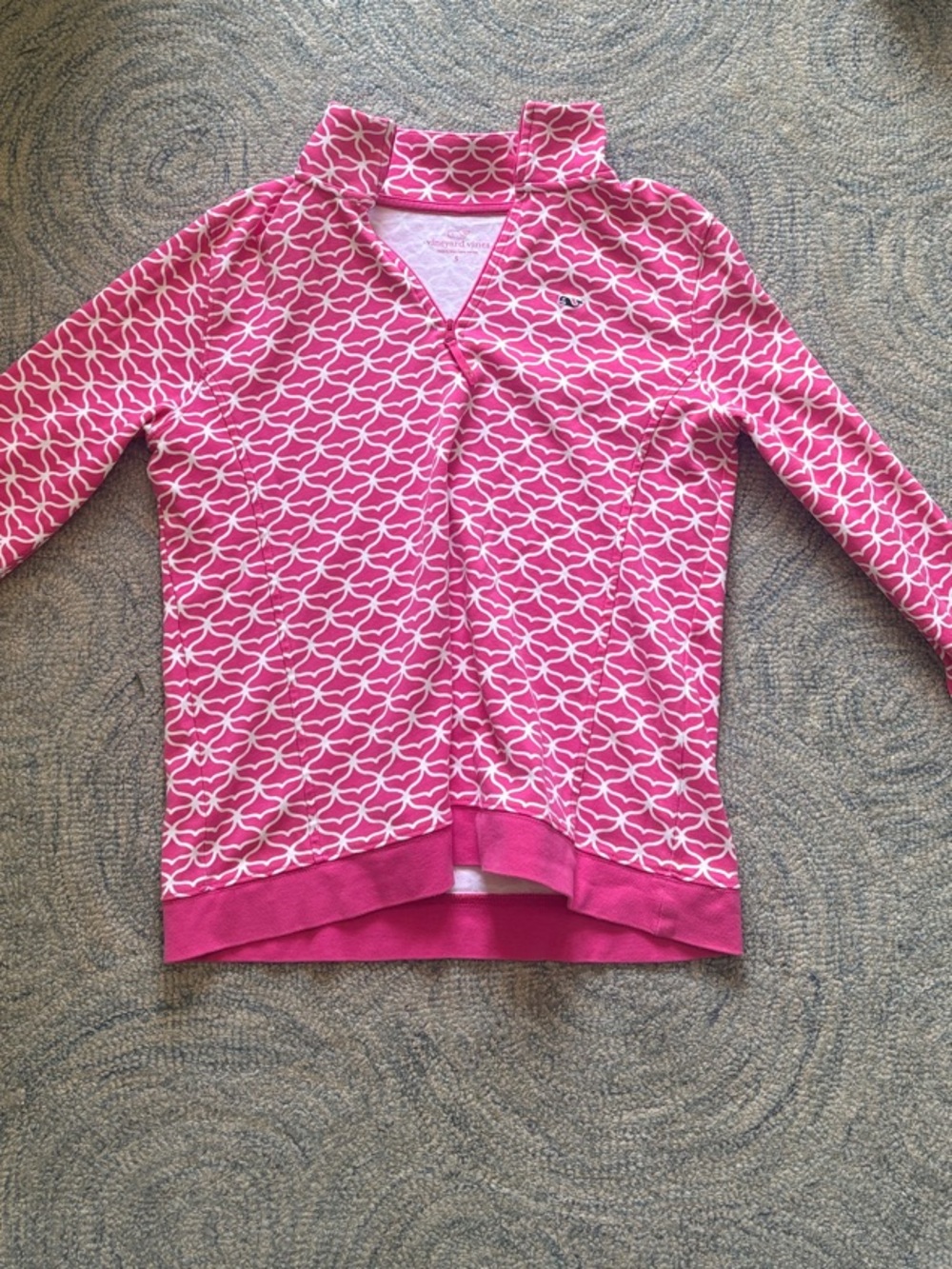 Vineyard Vines Pink and White Patterned  Pullover quarter-zip